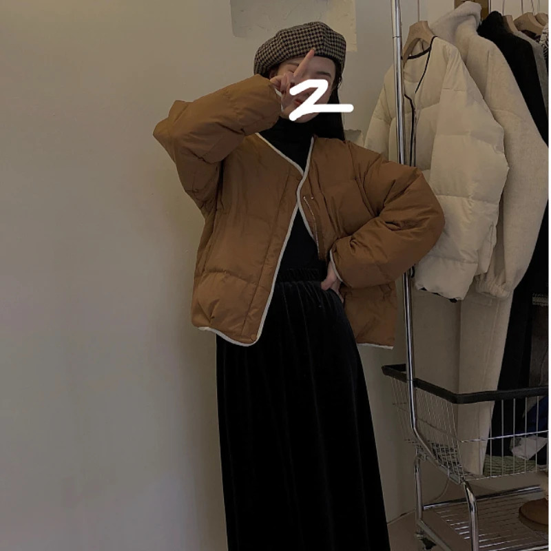 Short Style Puffer Parka Retro Thicker Warm Soft Allmatch Harajuku Daily Fashion Casual Zipper Chic Streetwear Jackets 240930