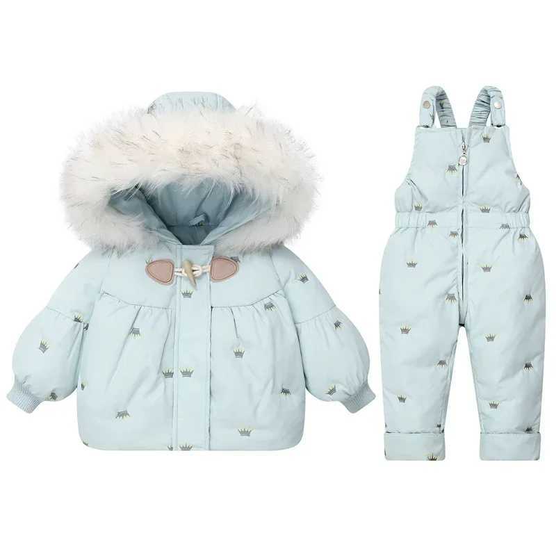 Down Coat Childrens Down Jacket Set -30 C Winter Girls Duck Down Jacket+Overalls Warm Set Childrens Boys Coat H241010