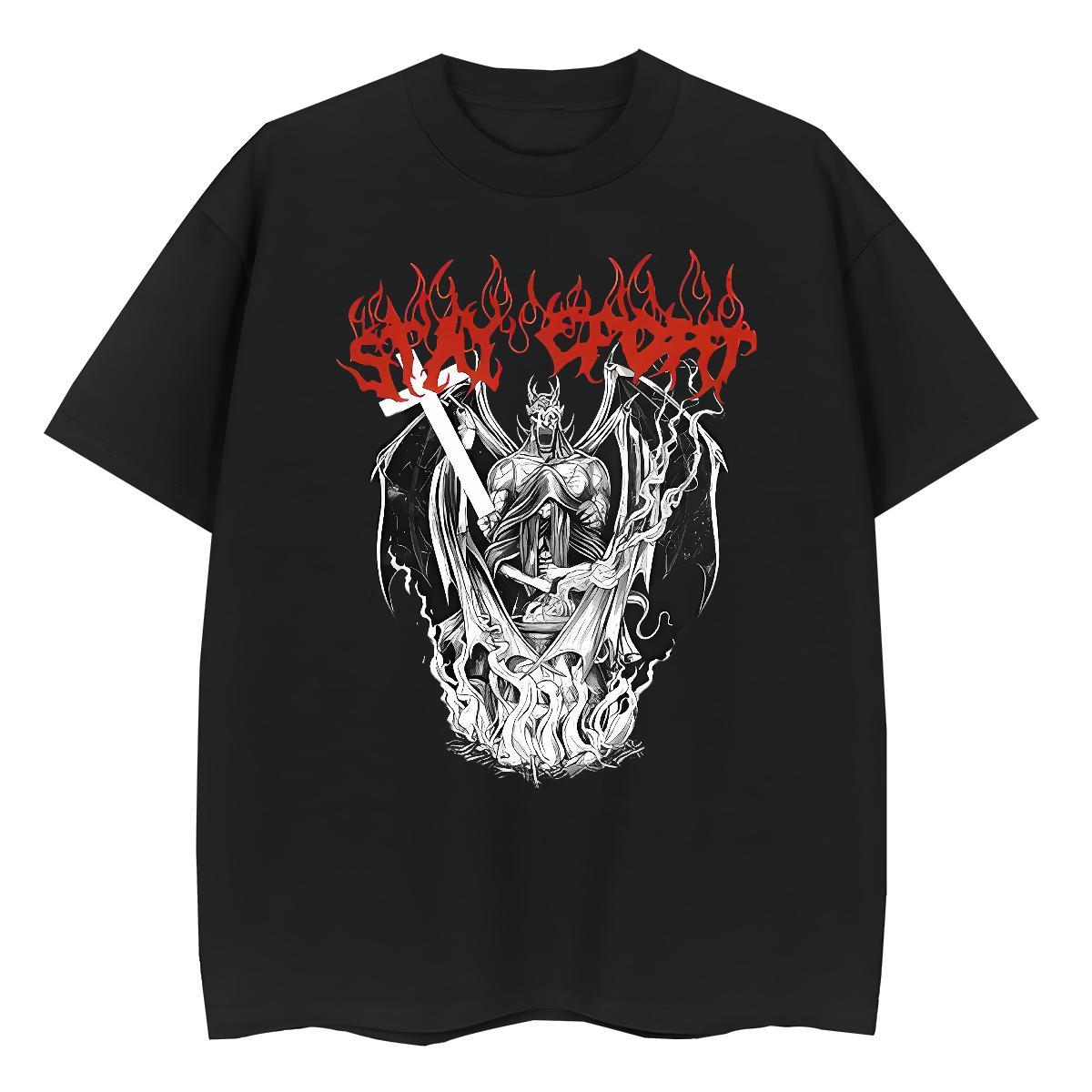 Fashion Casual T-Shirts 230g Cotton Breathable Crew Neck Daily Wear skull Women Tees Loose Custom Print Plus Size Clothes Shirt