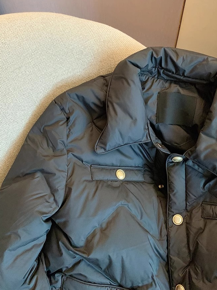 Women Black Gothic Parka Warm Cotton Jacket Haruku Vintage Duck Padded Jackets Outerwear 90S 2000S Clothes Winter 2024