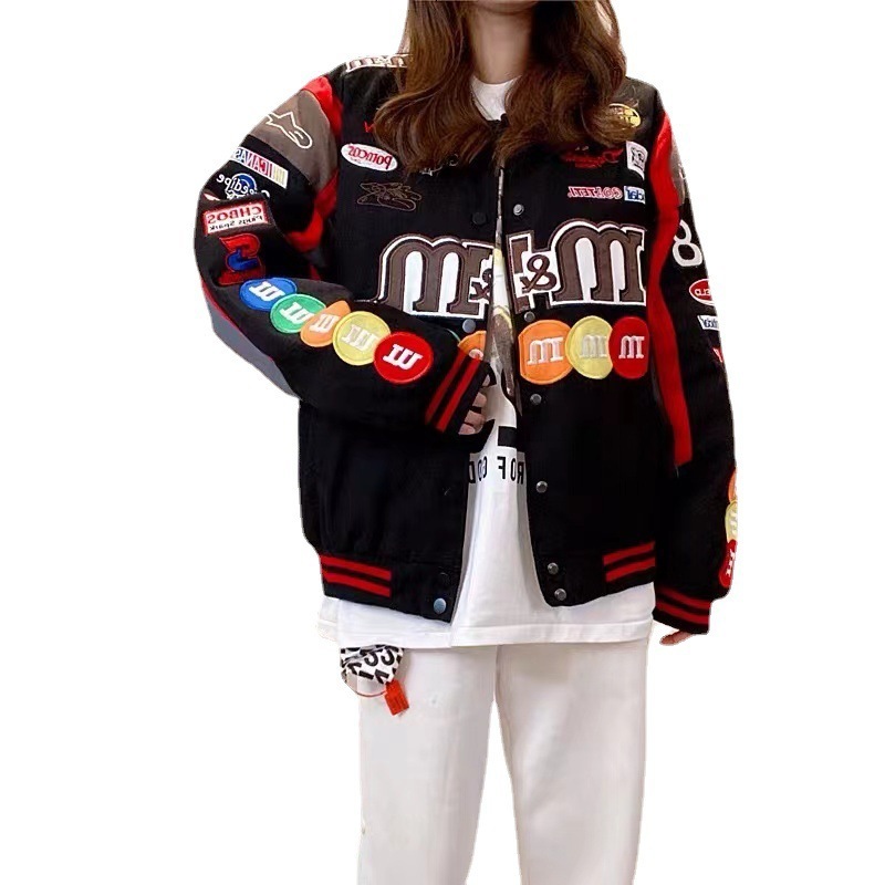 Men's and women's spring clothing, high street heavy industry embroidery splicing, baseball jacket, men's and women's hip-hop loos
