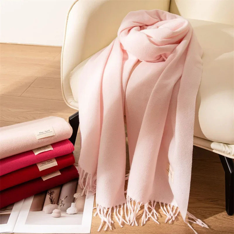Cashmere Scarves for Women 2024 Winter Shawls Warm Wraps Lady Pashmina Solid Print Blanket Scarf Neck Headband Hijabs Stoles 241009