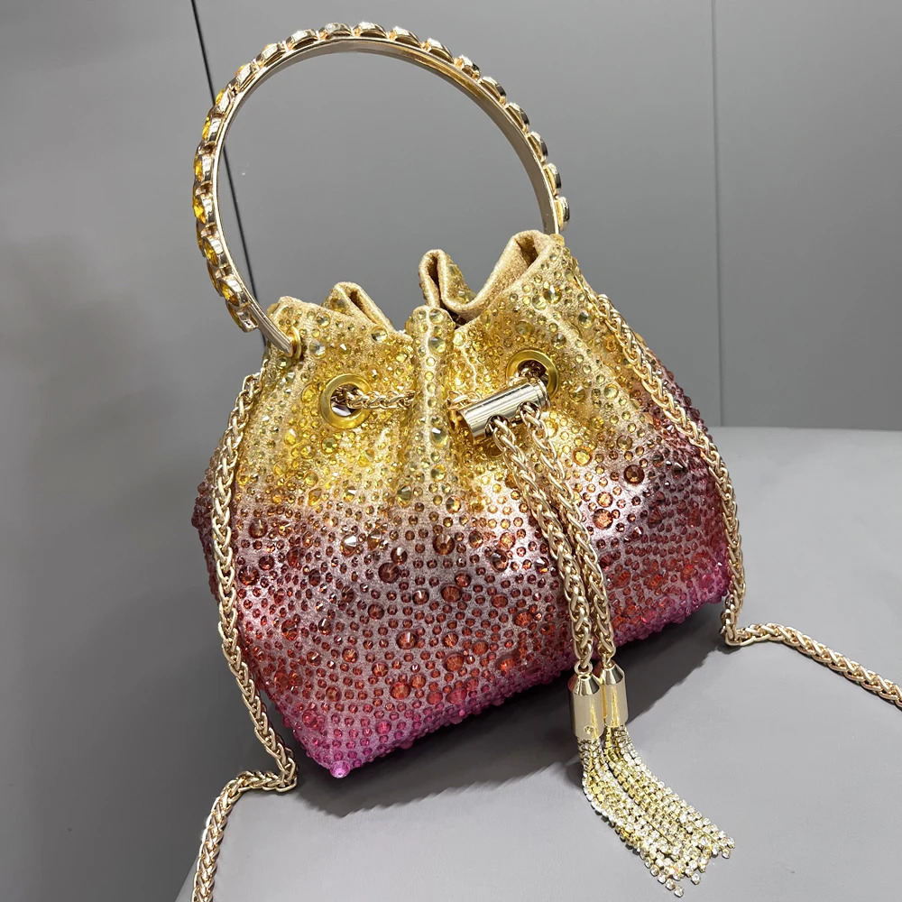 Handle Rhine Stone Evening Clutch Bag Wallet and Handbag y ner Shoulder Shining Crystal 241008