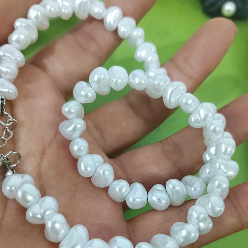 Irregular Heart Imitation Pearl Necklaces for Woman Fashion Choker Versatile Womens NecklaceX241009