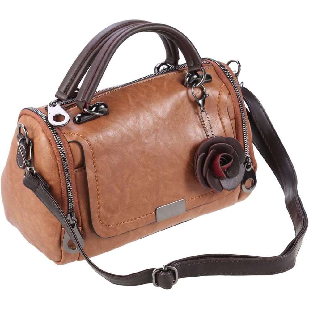Pillow Bag Woman Portable Shoulder Handbags Dual-use Boston Barrel Crossbody Handbag (Red)