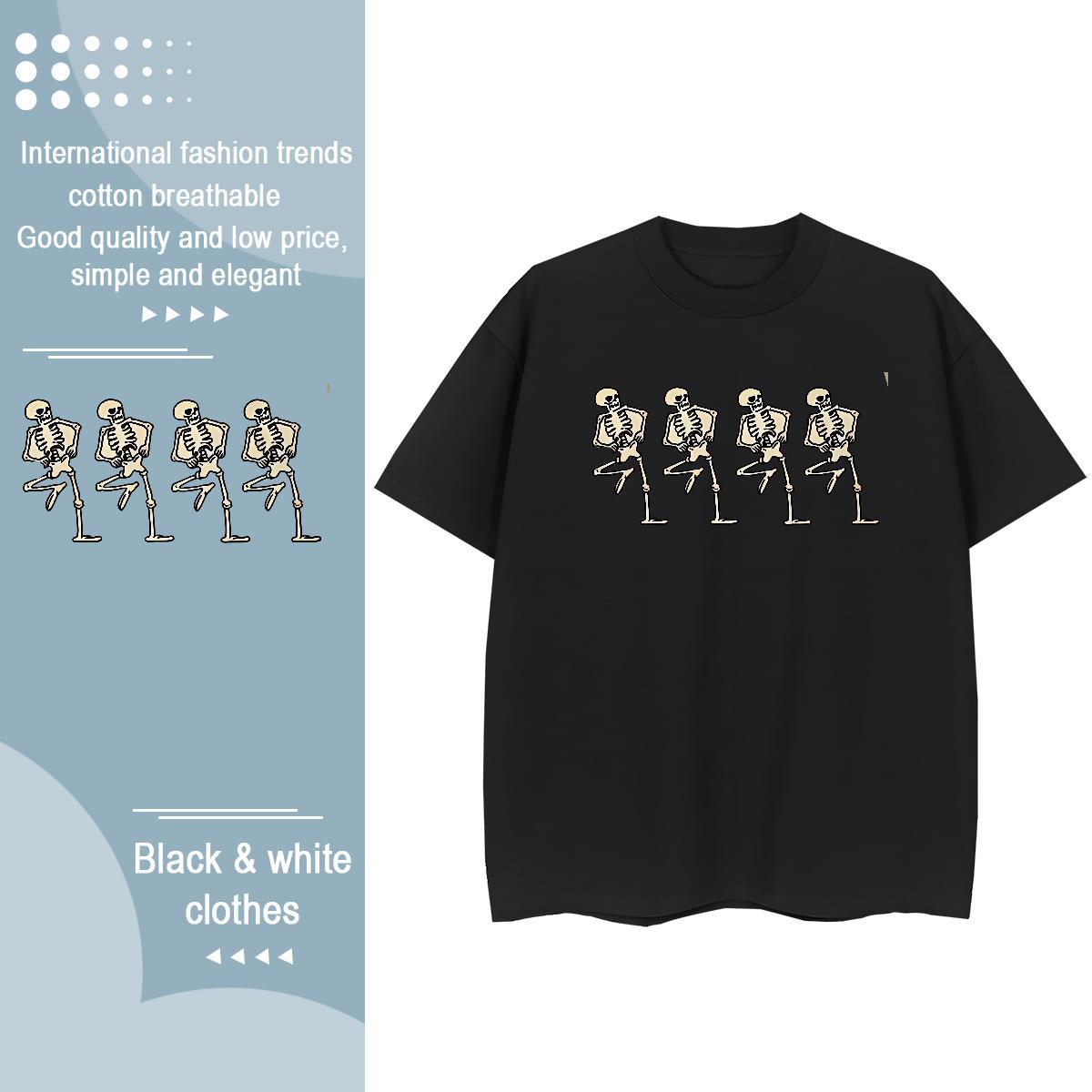 Free Shipping T shirt 230g Cotton skull Sport Custom Print Oversized Crew Neck Breathable Tshirt for Man Woman Casual New Tops