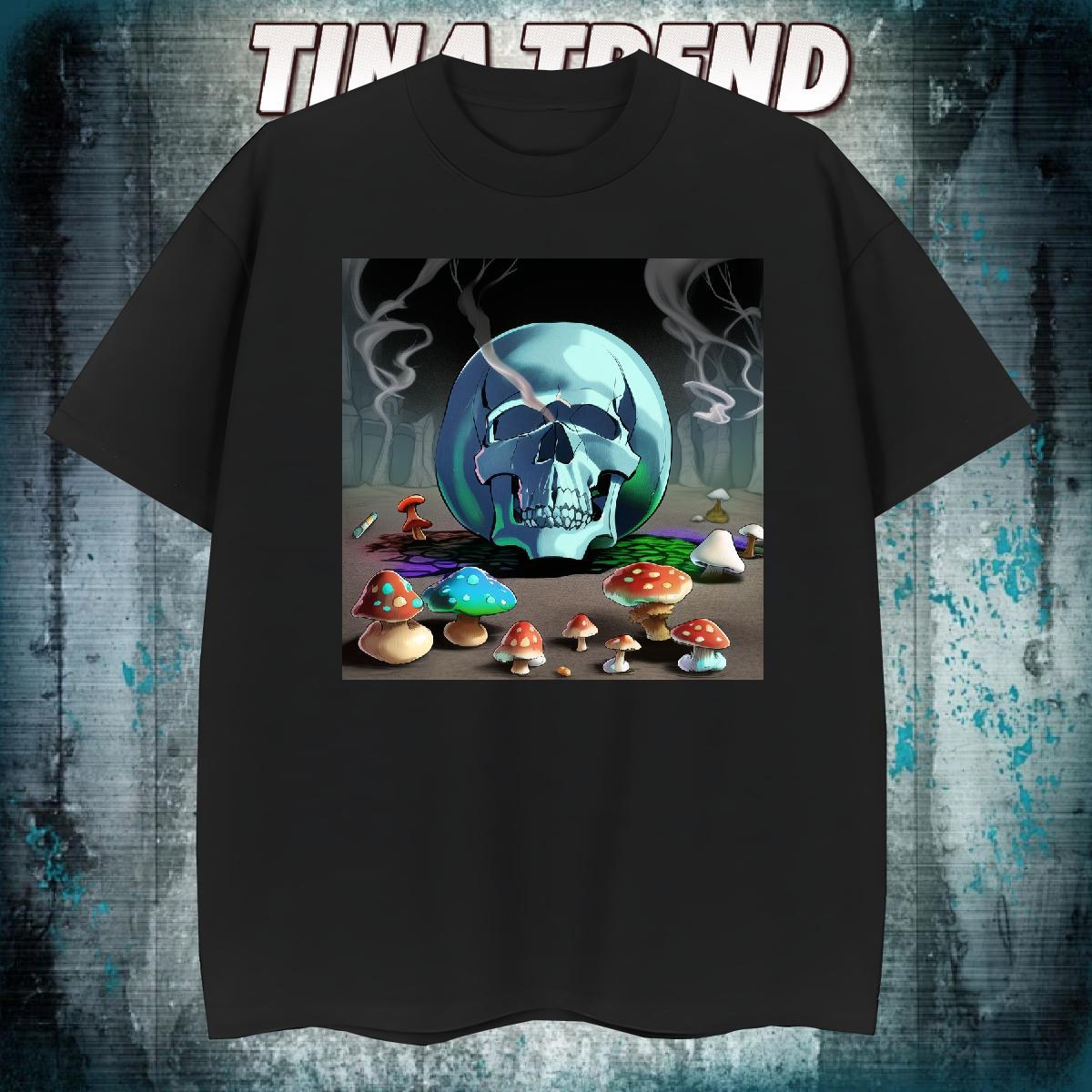 Comfortable Man T Shirts 230g Cotton skull Anime Printing Street Cartoon Print Breathable Short Sleeve Mens Tshirts Stylist Clothings