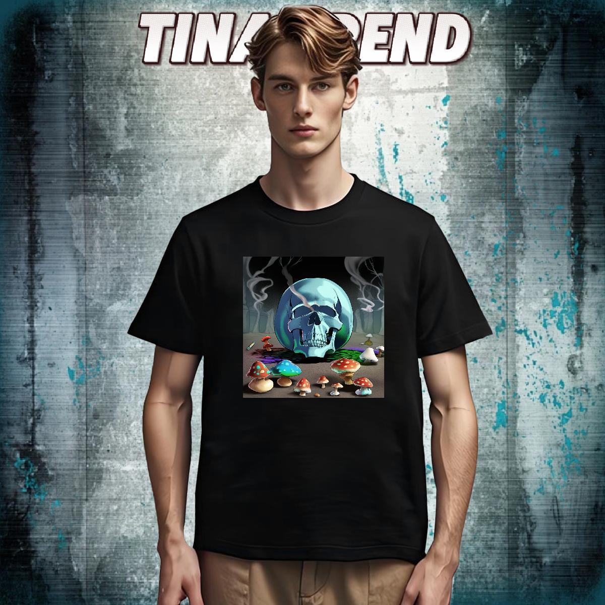 Comfortable Man T Shirts 230g Cotton skull Anime Printing Street Cartoon Print Breathable Short Sleeve Mens Tshirts Stylist Clothings