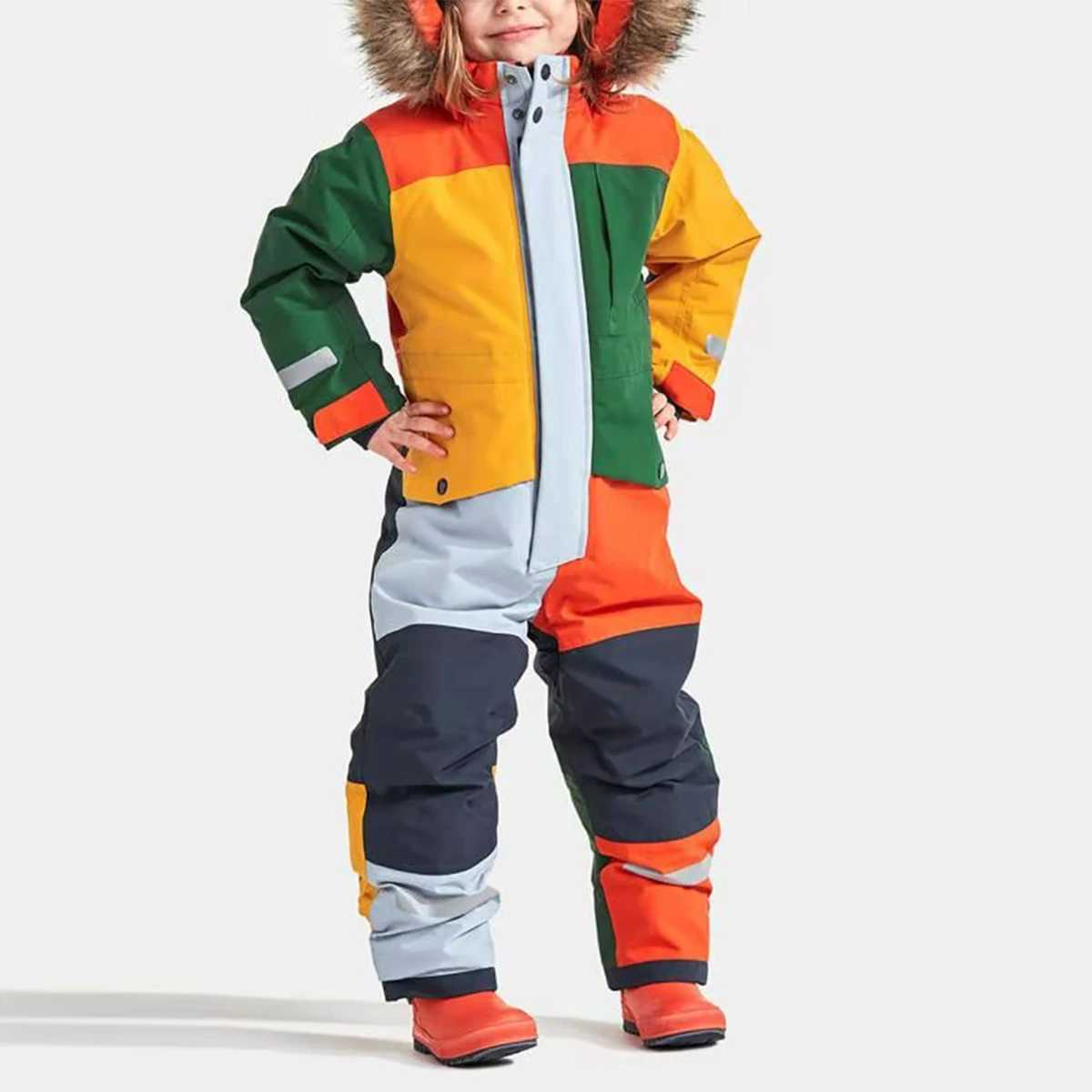 Down Coat Childrens Ski Jumping Set for Boys and Girls Autumn Windproof and Warm Outdoor Wool Jacket Pants Ski Board Set H241010