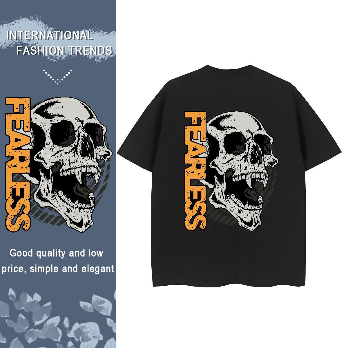 Fashion Casual T shirt 230g Cotton Breathable Short Sleeve Casual Daily Wear skull Women Tees Free Shipping Custom Print Plus Size Clothes Shirt