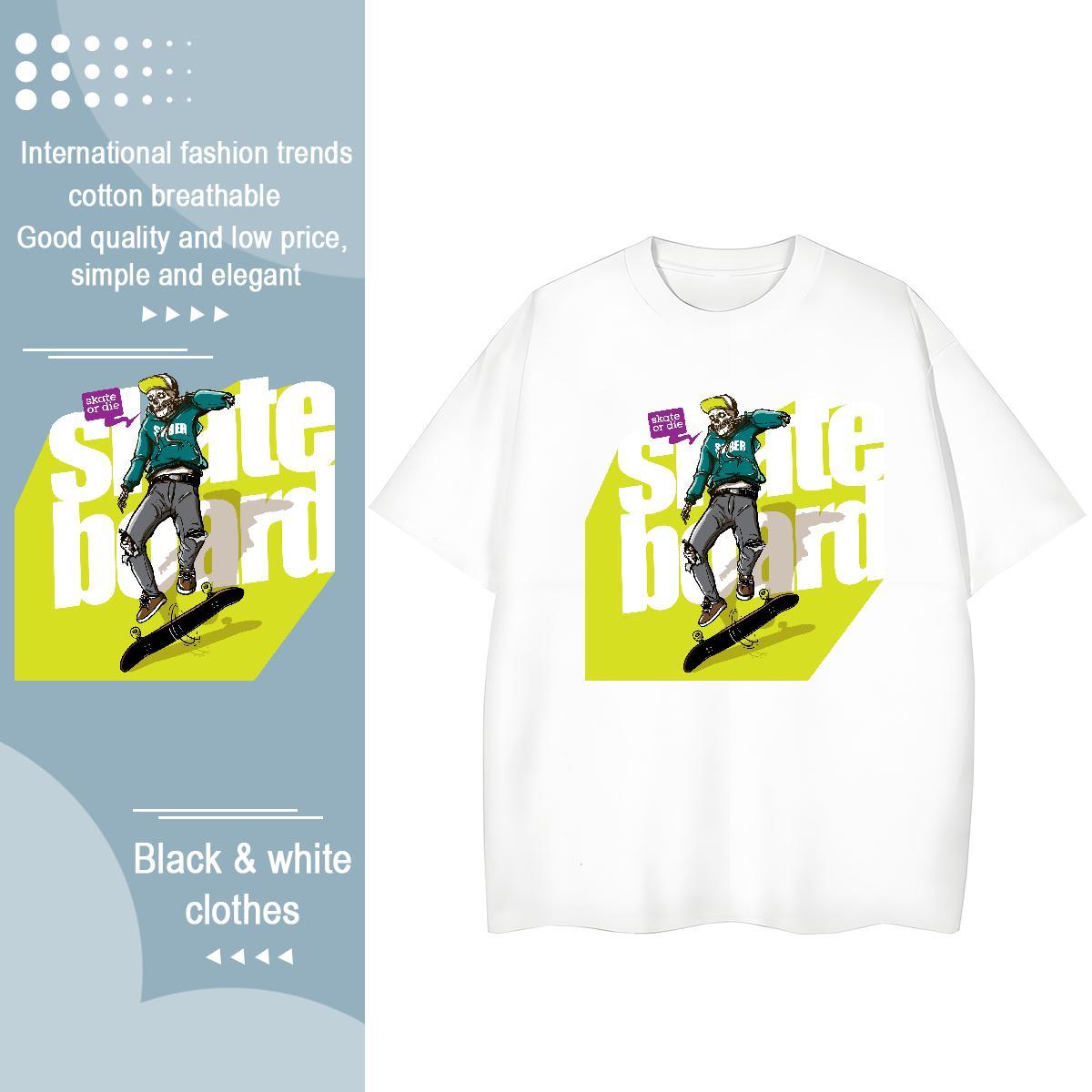 Classic T Shirt For Woman 230g Pure Cotton Breathable Short Sleeve Casual Daily Wear skull Women Tshirts Designer Nice Custom Print Oversized Tops Shi