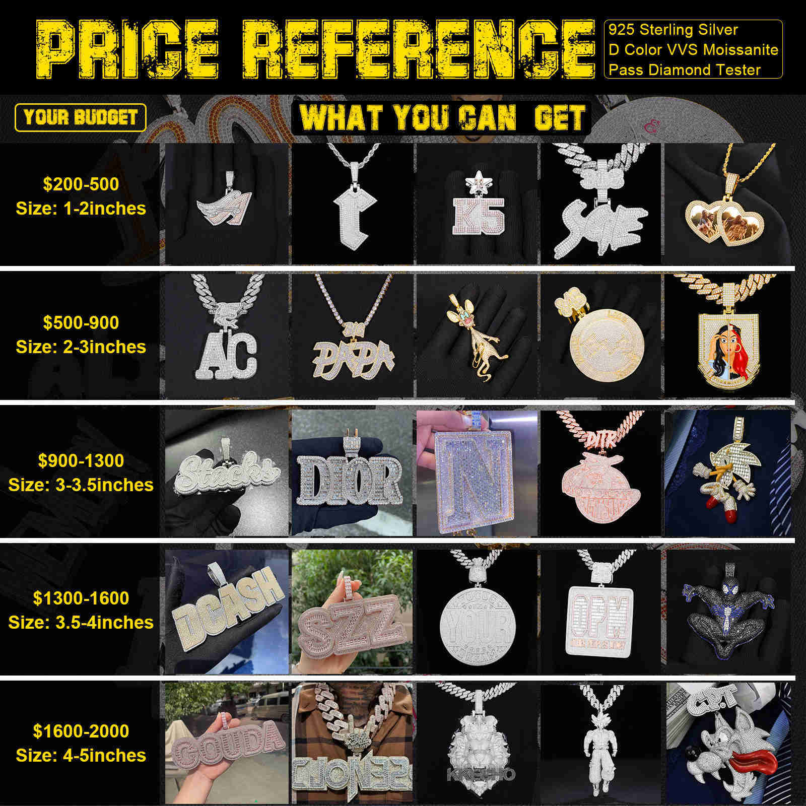 Personalized Custom Name Necklace Micro Paved Moissanite 3D Pendant Fashion Iced Out Mossanite Hip Hop Rock Jewelry For Men