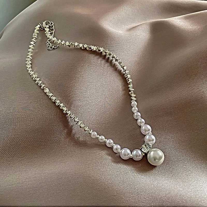 New Fashion Pearl Droplet Necklace for Women Minimalist Design String Bead Collarbone Chain Wedding Jewelry GiftsX241009