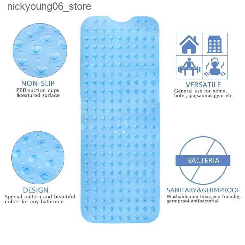Non-Slip Bath Mats 100*40cm Bath Tub Shower Mat Non-Slip And Extra Large Bathtub Mat With Suction CupsMachine Washable Bathroom Mats With Drain L24091