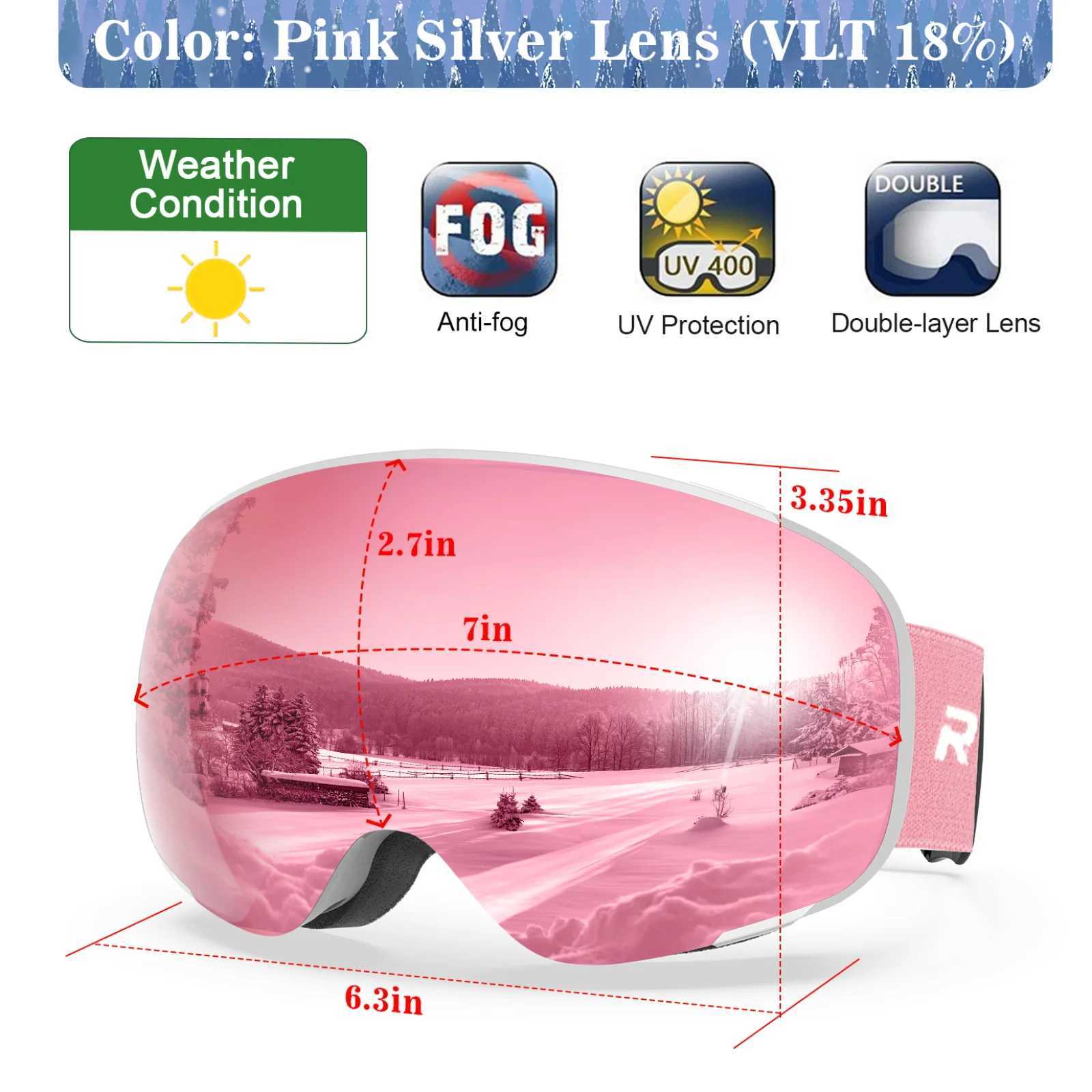 Childrens skiing glasses OTG glasses anti fog 100% UV protection suitable for helmets for boys girls children and teenagers CL241010