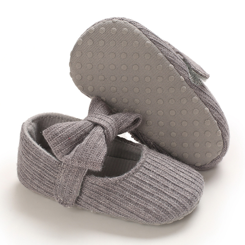 Baby Girl Princess Shoes Toddler Cute Bowknot Solid Color Knitted Non-slip Flat Soft-sole Lovely Butterfly-knot cutefeet Infant First Walkers Shoes 0-