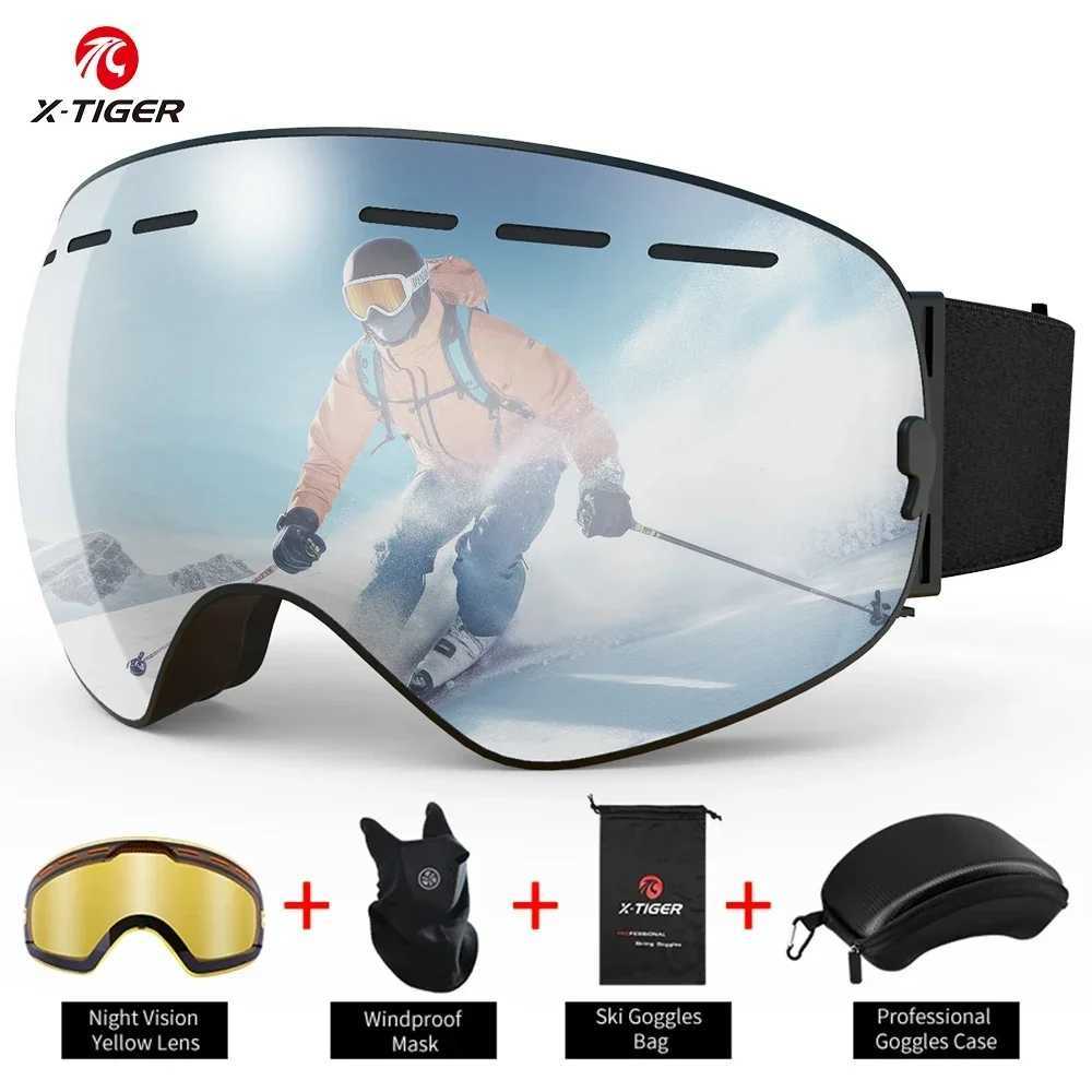 X-TIGER winter ski goggles womens ski goggles outdoor ski sunglasses UV400 lens anti fog comma model snow goggles CL241010