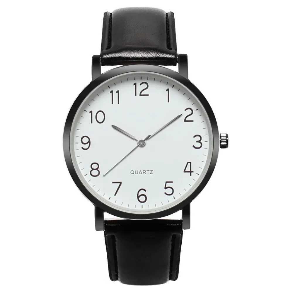 Men Watches Simple Business Analog Alloy Vintage Quartz Watch Arabic Number Strap Minimal Round Dial Classic Black Leather StrapX241010