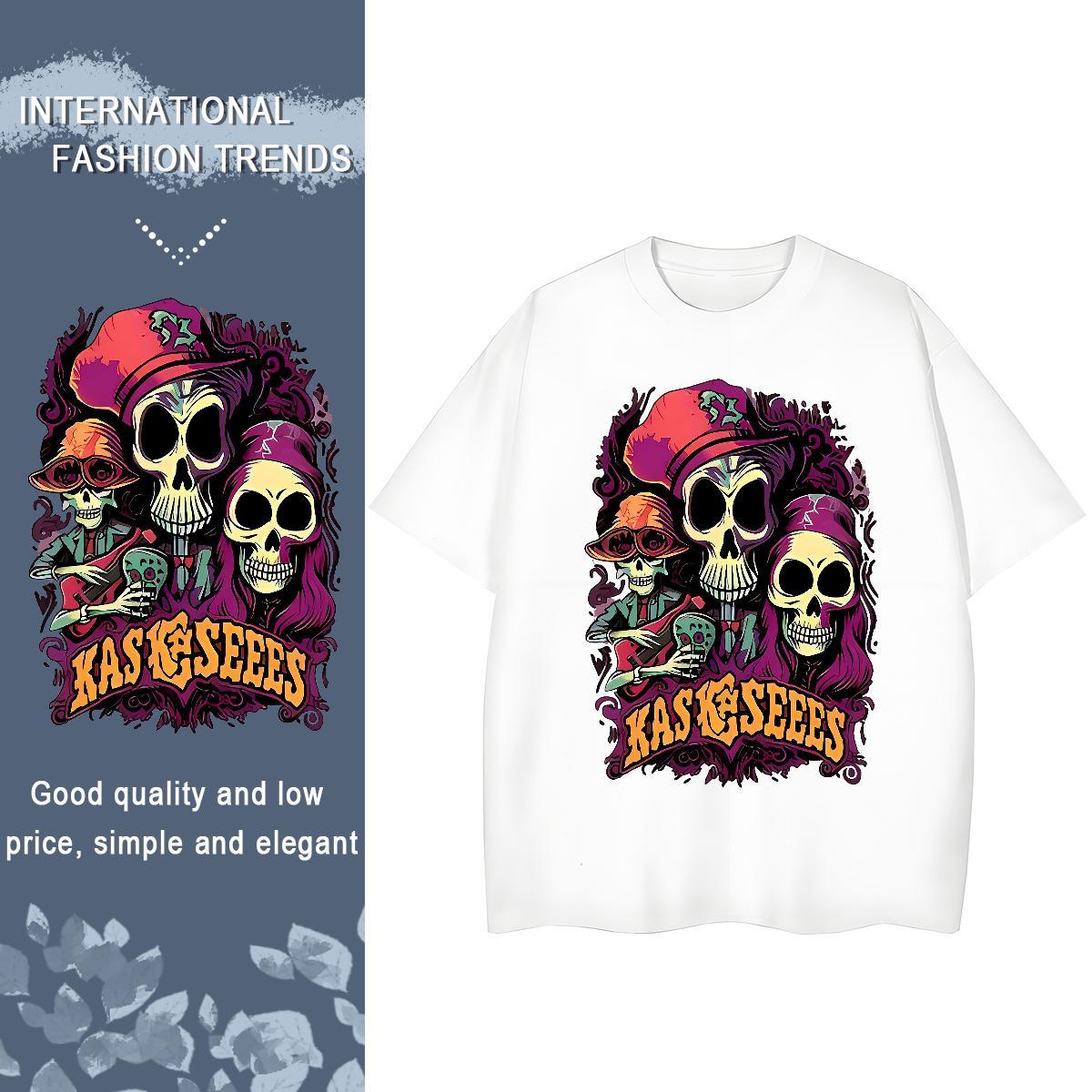 2024 Designer T-Shirts for Women 230g Cotton Breathable Soft Home Outdoor skull Lady T shirt Free Shipping Custom Print Oversized Clothings