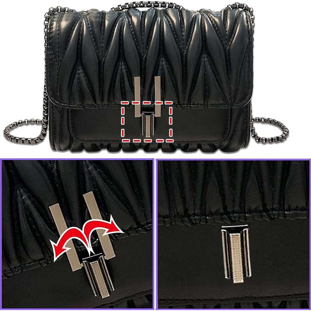 Crossbody Purse Hanbella Women Cute Quilted Leather Shoulder Bag with Gold Chain Strap for Teen Girls - Womens Clutch s