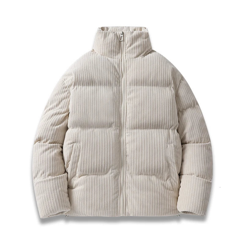 HNDTAZ mens winter jacket Corduroy cotton pad warm park autumn inflatable jacket mens retro mens stand up collar windbreaker 241007
