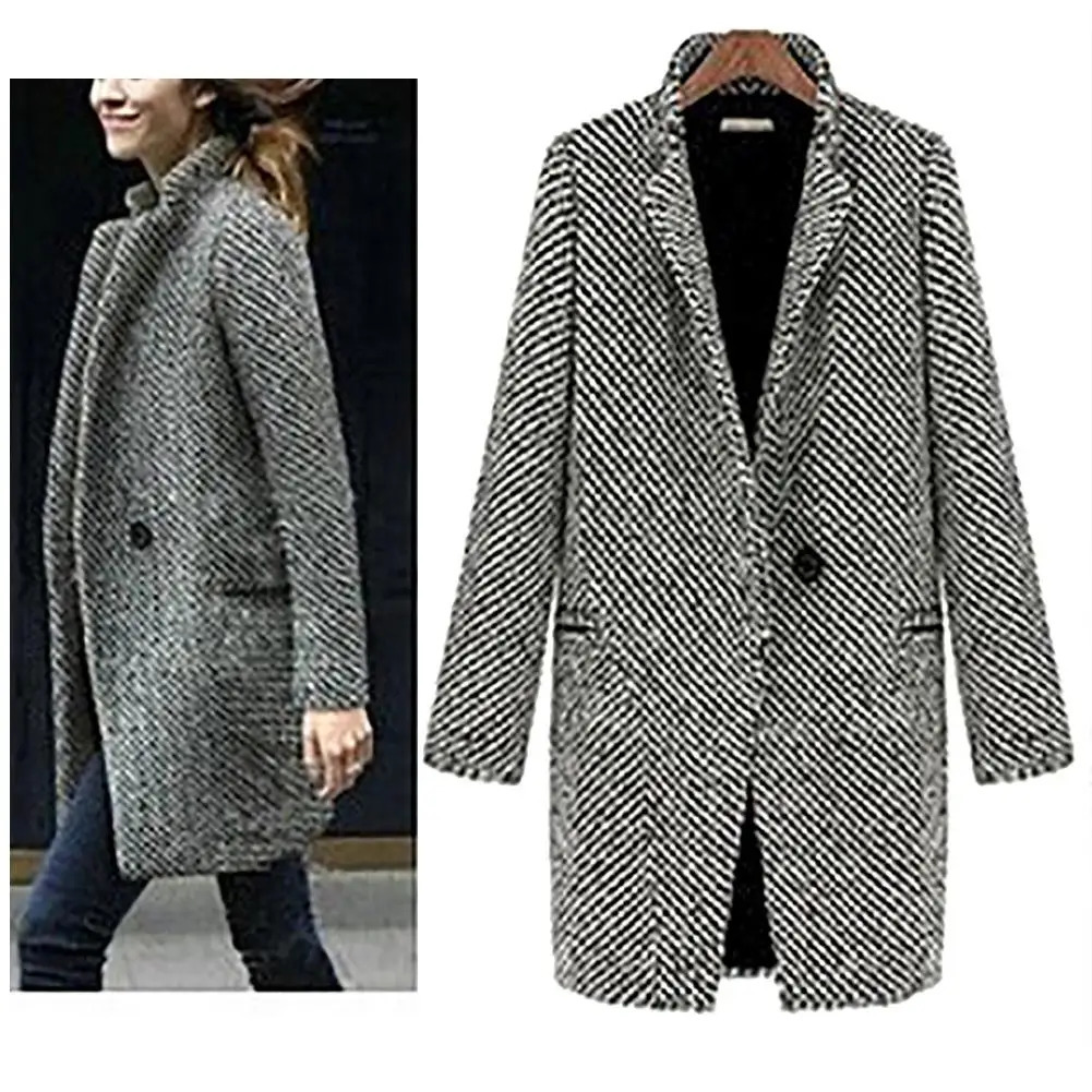 SXL Casual Women Woolen long Coat womens Winter solid color Loose Female thinning Wool Blend coat 241008