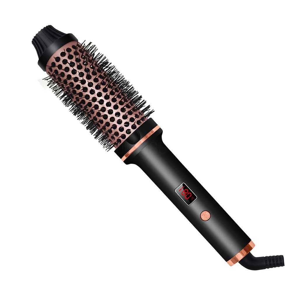 Curling Iron Brush Ceramic Tourmaline Curling Comb 5 Temperature Setting Hair Volumizing Comb 60 Min Auto Off for Home TravelXJ241010