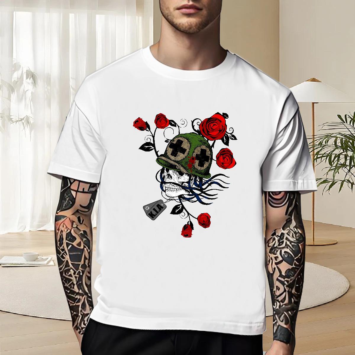 Designer T Shirts Men 100% Cotton 230g flower Sport DIY Logo Oversized Breathable Short Sleeve Men Tops Tees Classic Casual Clothes