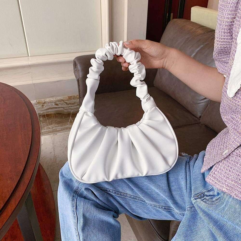 Style Y2K Gabbi Chic Pouch Bag Vegan Leather Vintage Hobo Handbag Fashionable for Women White