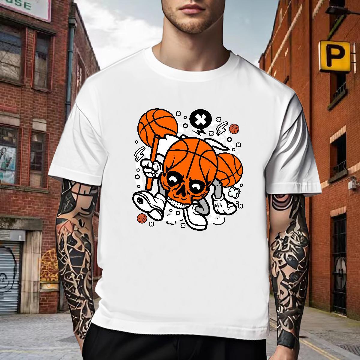 Loose Man T Shirts 230g Pure Cotton ET Hip Hop Skull Breathable Short Sleeve Men Tees Fashion Designer Tops Shirt