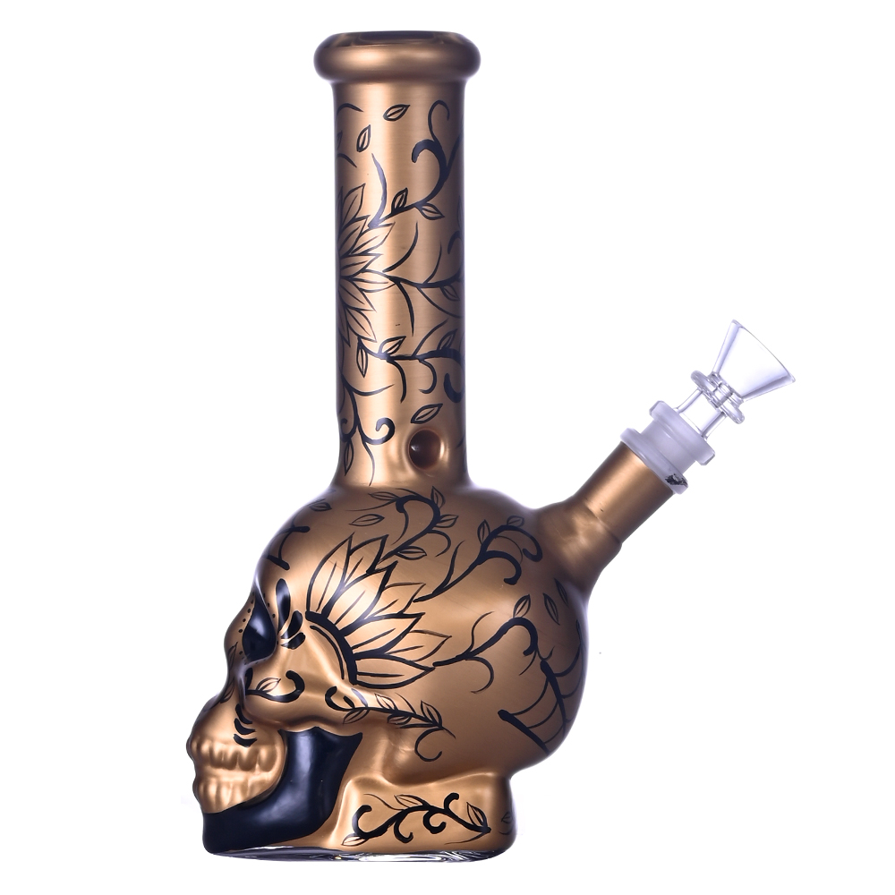 9.1in HippiesGlass,Hand Drawn Human Skeleton Glass Beaker Bong,Cute Halloween Bong,Borosilicate Glass Water Pipe,Glass Hookah,Smoking Accessaries