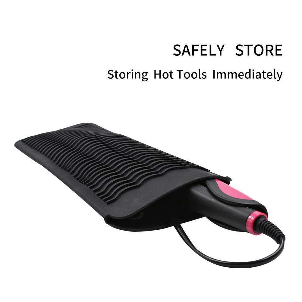 1PCS Silicone Heat Resistant Mat Pouch for Hair Straightener Curling Iron Flat Iron and Hot Hair Tools BlackXJ241010