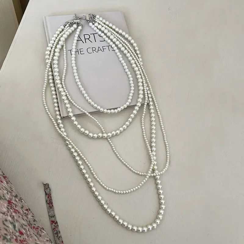 Y2k Imitation Pearl Multi-Layer Womens Necklace Exaggerated Luxury Wedding Party Necklace For Women Fashion Jewelry AccessoriesX241009