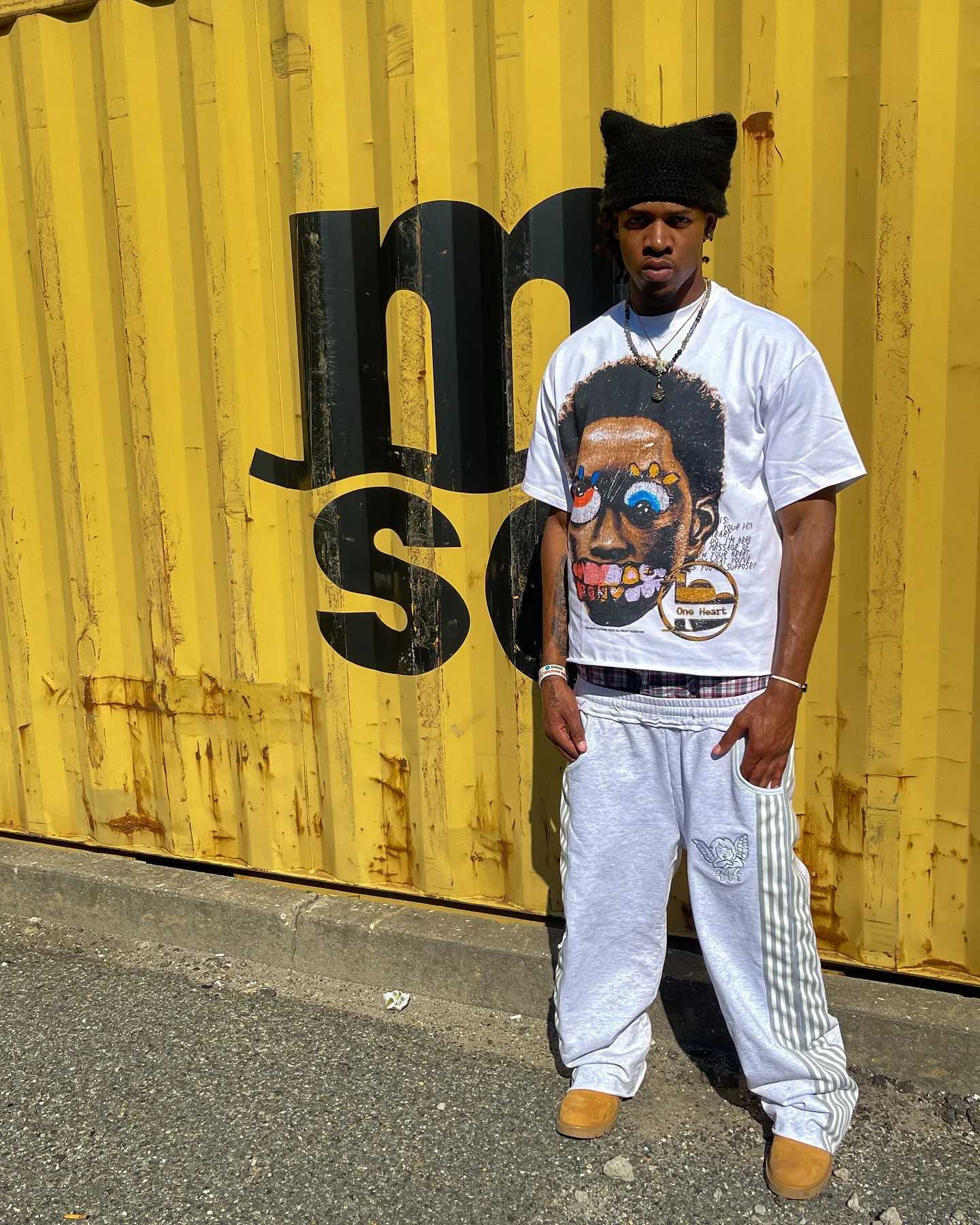 Fashionable Angel Embroidered Elastic Waist Cotton Casual Pants Harajuku Classic Simple Side Striped Mens Running Sports Wear W241009