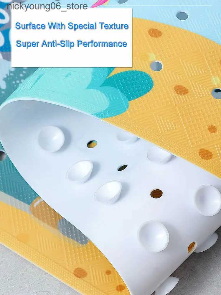 Non-Slip Bath Mats 40x100cm Cute Cartoon Sea World Anti-Skid Shower Bathtub Mats with Sucker Non-Slip Bath Mat Soft Pad Kids Elder Carpet Rug L240910 