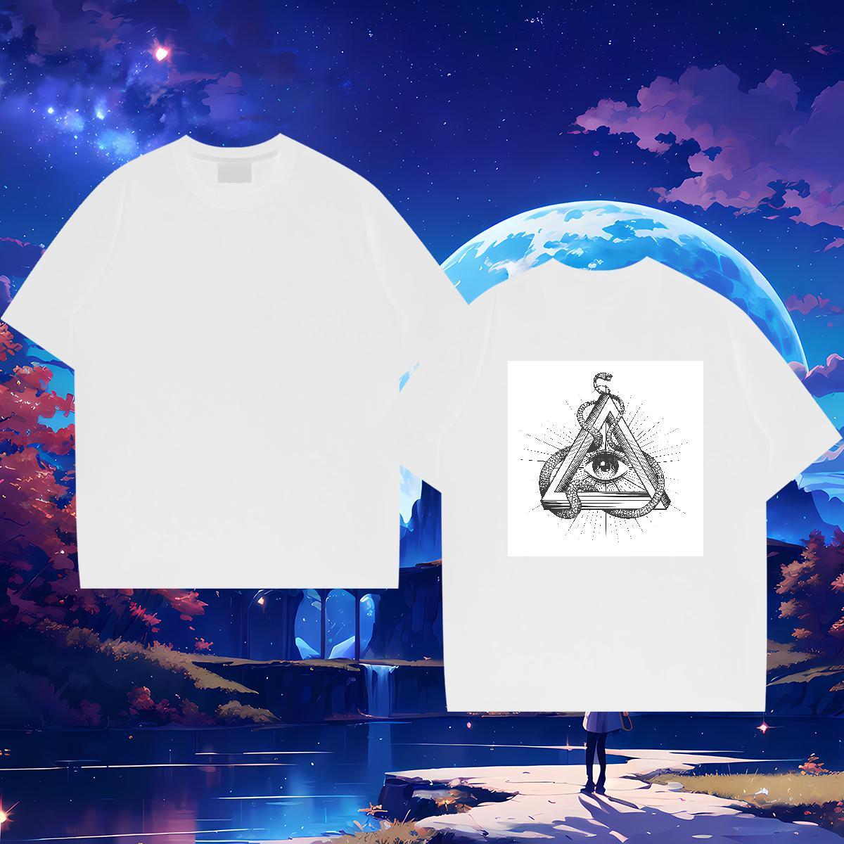 Popular T shirt 230g 100% Cotton eye of the devil Daily Outfit Custom Cartoon Breathable Short Sleeve Men Tops Tees Casual New Tees Shirts