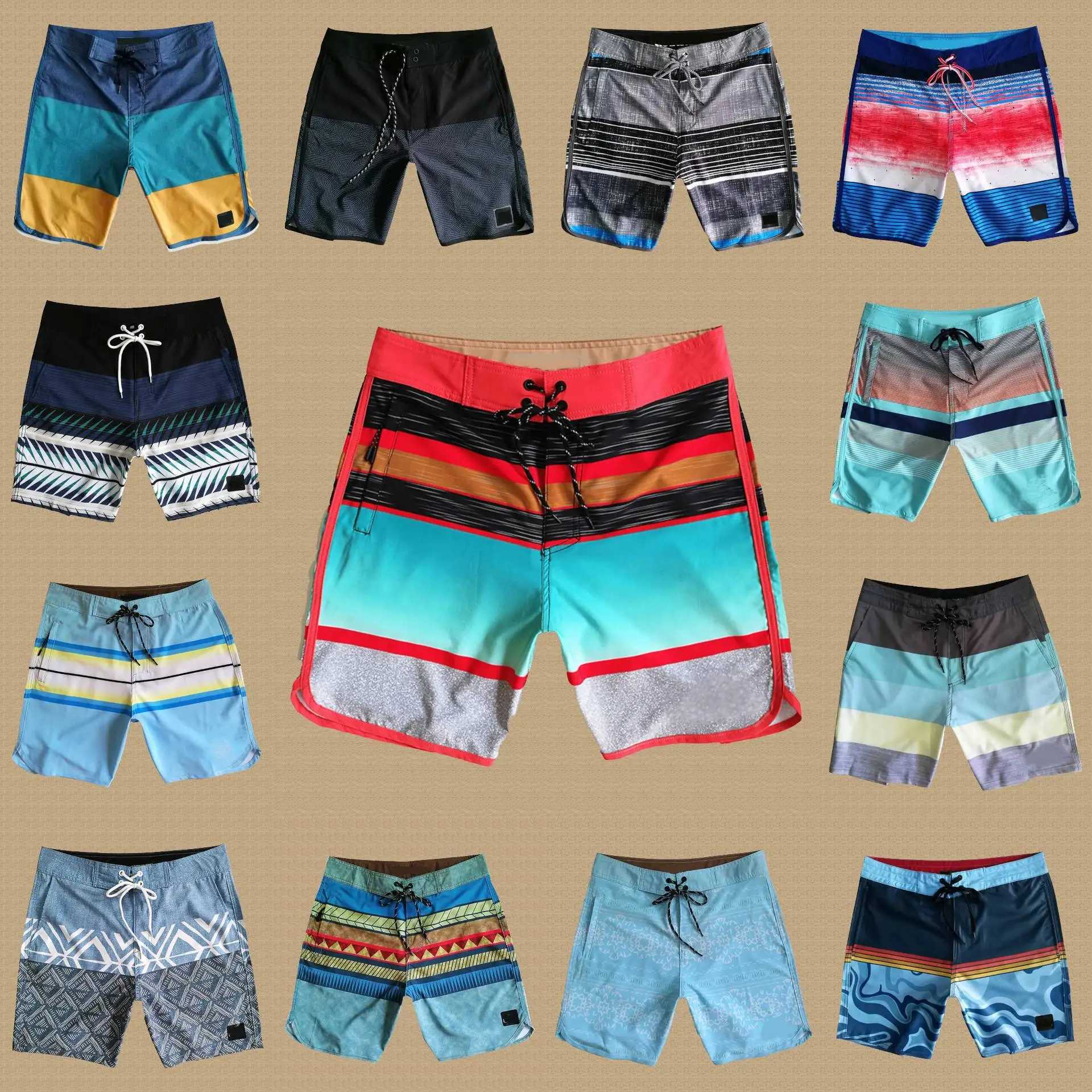 2024 mens surfboard wholesale drawstring casual printing waterproof board shorts swimming swimsuit surfing summer shorts W241010