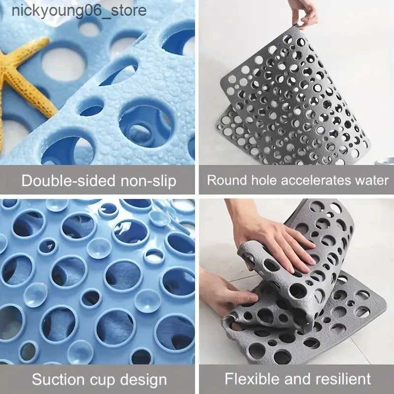 Non-Slip Bath Mats Bathroom Non-Slip Mat With Suction Cup Round Hole Design Bathroom Massage Ring Quick Drain Suitable For Hotel Shower Room L240910