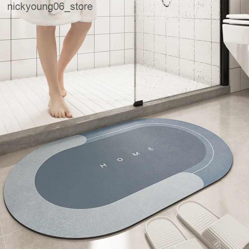 Non-Slip Bath Mats Super Absorbent Bath Mat Instant Drying Mat Bathroom Rug Non-slip Entrance Doormat Nappa Skin Floor Mat Toilet Carpet Home Decor L2