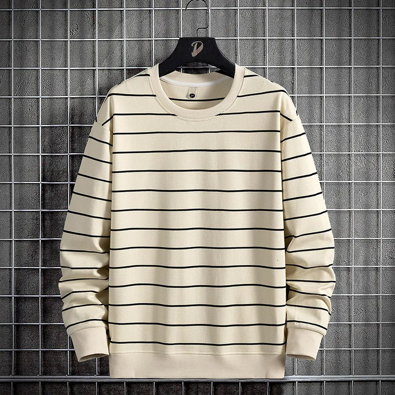 Spring Mens Striped Sweater Cotton Super Large Hoodie Long Sleeve OCollar Zipper Street Clothing Fashion Top 6XL 8XL 241010