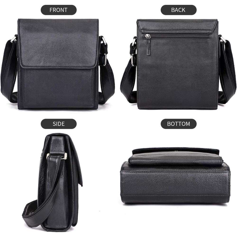 Shoulder Leather Messenger Crossbody Bag for Men Work Business Vintage Magnetic Buckle Big Capacity Adjustable straps