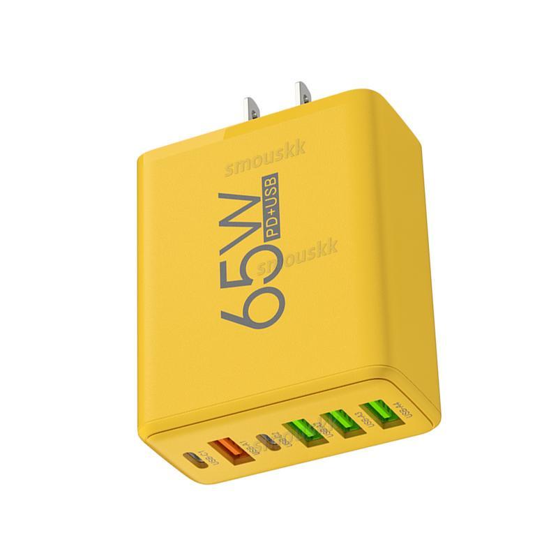 Multiple Ports 6 Block 4 USB And 2 Type-C 65W Port Charging Adapter Wall Charger Plug Fast