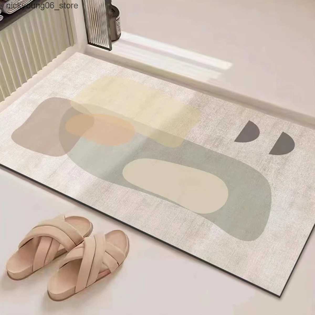 Non-Slip Bath Mats Japanese Wabi-sabi Living Room Carpet Luxury Bedroom Decor Abstract Carpet Modern Nordic Lounge Rug Washable Non-slip Floor Mat L24