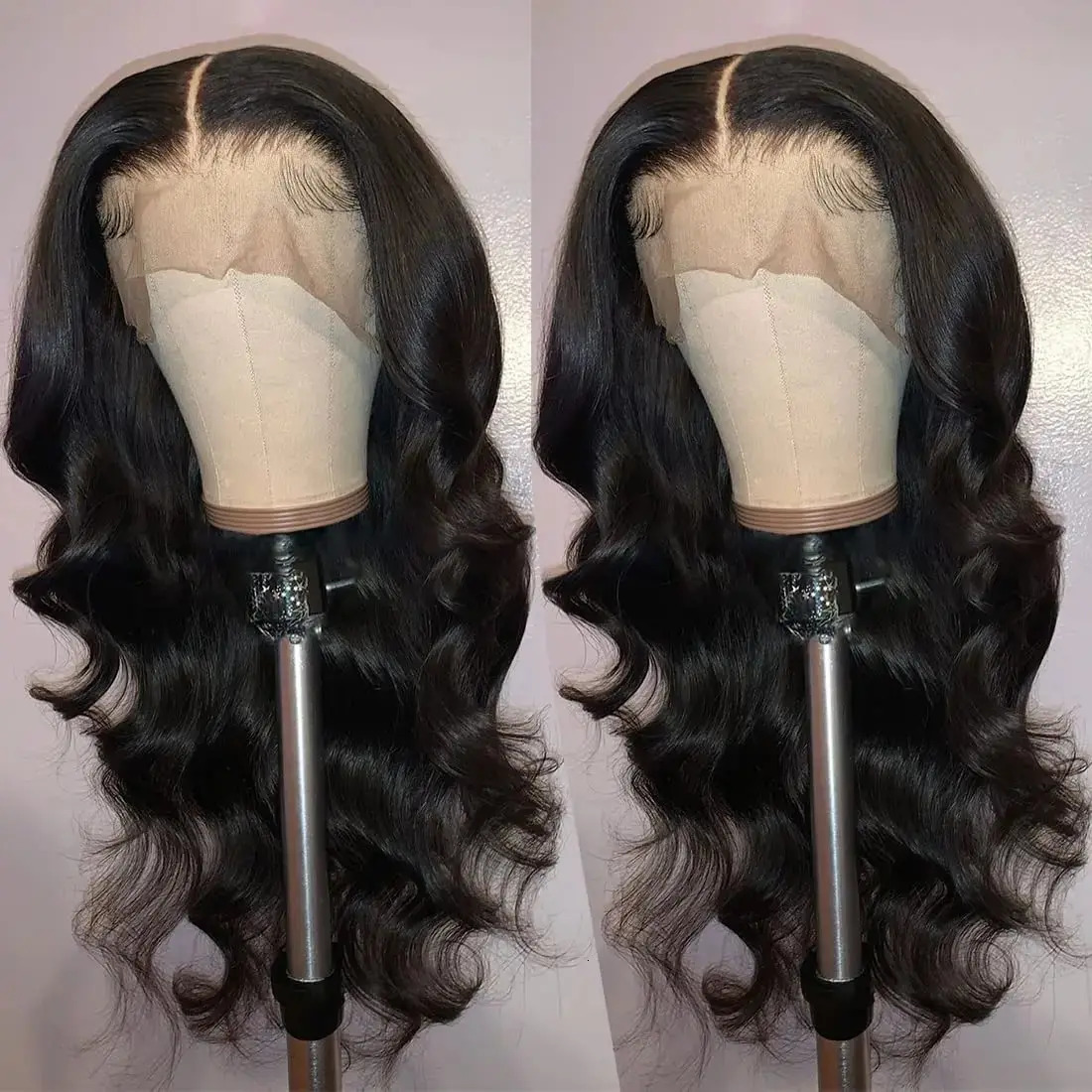 Body wave 13 * 4 lace front synthetic wig long matte lace front wig with pre shedding natural hair and baby hair 241007