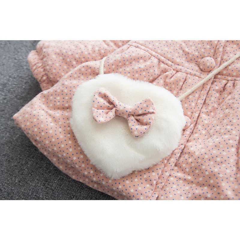 Down Coat Winter girls jacket with velvet thick jacket suitable for girls Coats cute printed hooded jacket 1 2 3 4 5 year old childrens snow jacket H2