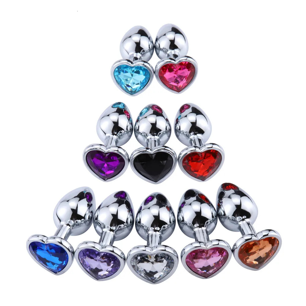 3 Size Heart Shape Crystal Metal Anal Plug Stainles Steel Buttplug Sex Toys For Women Vagina Men Couples Adult Erotic Products 241010