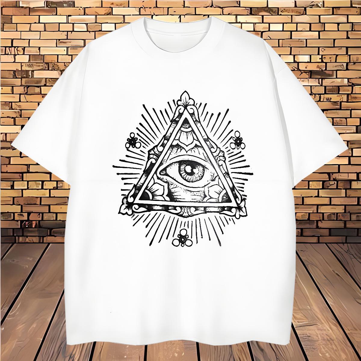 Comfortable Mens T Shirts 230g 100% Cotton eye of the devil Beach DIY Printed O Neck Short Sleeves Couples T Shirts Casual New Tshirts