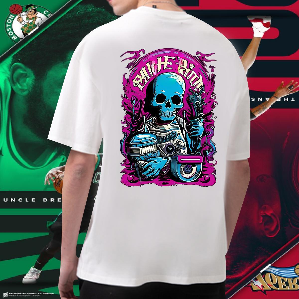 Cool T shirt 230g Pure Cotton skull Spring Summer DIY Printed Breathable Soft Mens Tshirts Wholesale Wear