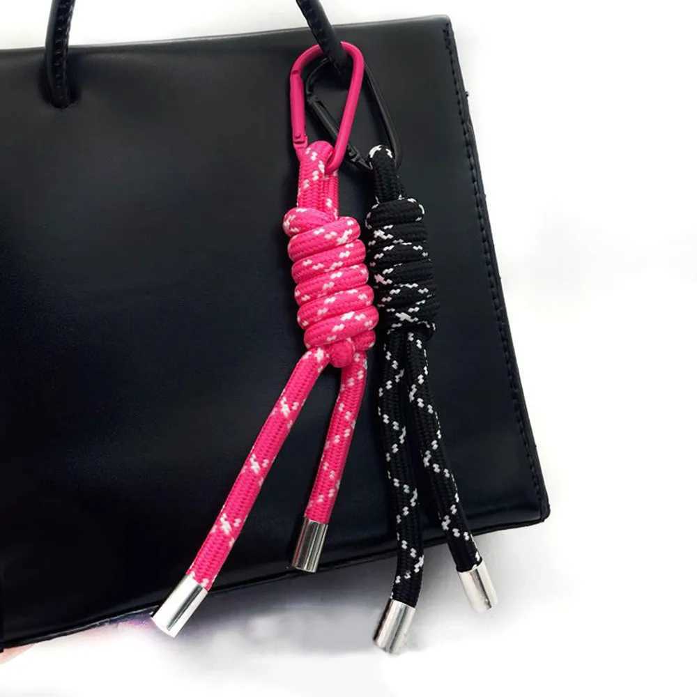 Keychains Lanyards New fashion keychain with baseball decoration sports style bag pendant woven rope decorative original design components H241010