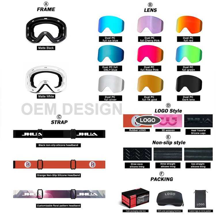 Customized Ski Sunglasses Adult Ani Fog Ski Goggles Pink PC Snowboard Glasses Ski Goggles Magnetic CL241010